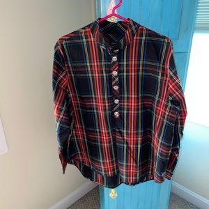 Beautiful plaid J crew top with crystal buttons